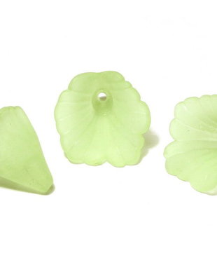 Margele din acril, frosted, floare, 20x20 mm, vernil