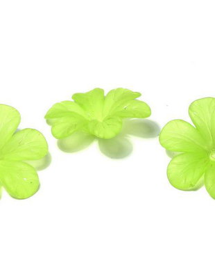 Margele din acril, frosted, floare, 33x8 mm, vernil