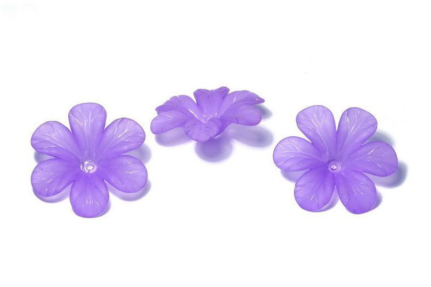 Margele din acril, frosted, floare, 33x8 mm, mov