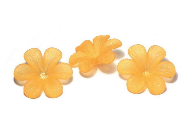Margele din acril, frosted, floare, 33x8 mm, portocalii