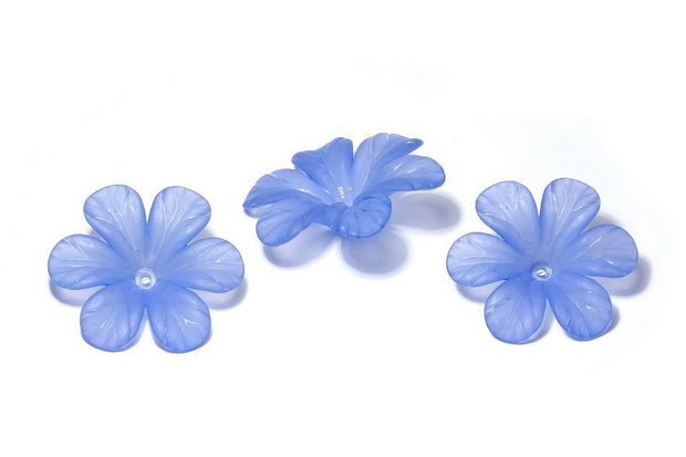 Margele din acril, frosted, floare, 33x8 mm, albastre