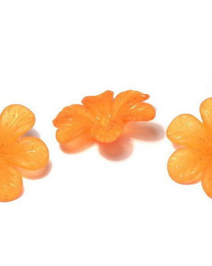 Margele din acril, frosted, floare, 33x8 mm, portocalii