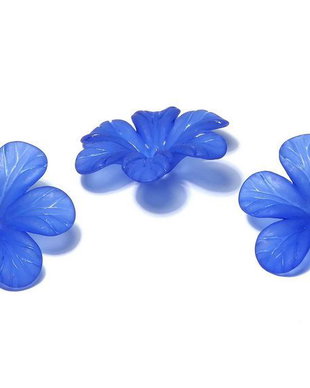 Margele din acril, frosted, floare, 33x8 mm, albastre