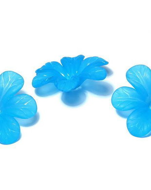 Margele din acril, frosted, floare, 33x8 mm, turcoaz