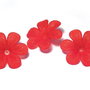 Margele din acril, frosted, floare, 33x8 mm, rosii