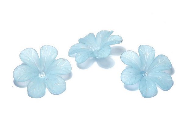 Margele din acril, frosted, floare, 33x8 mm, cyan