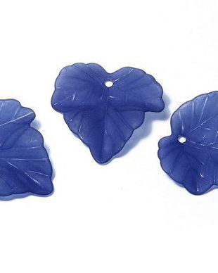 Pandantiv din acril, frosted, frunza, 24x23x3 mm, albastre