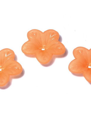 Margele din acril, frosted, floare, 18x5 mm, portocalii