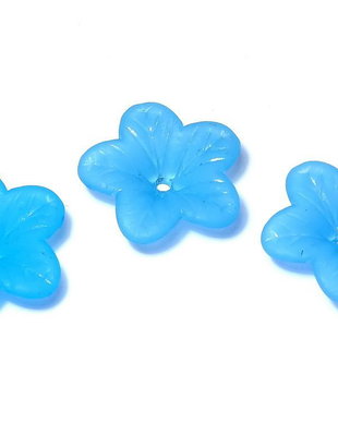 Margele din acril, frosted, floare, 18x5 mm, turcoaz