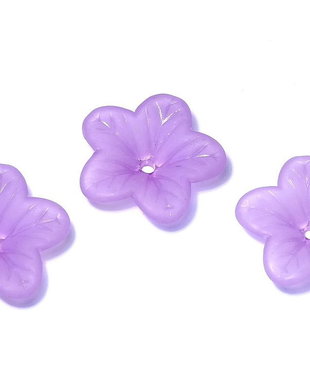 Margele din acril, frosted, floare, 18x5 mm, mov