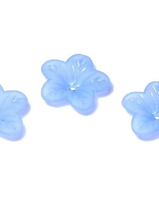 Margele din acril, frosted, floare, 18x5 mm, albastre