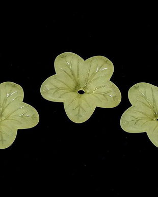Margele din acril, frosted, floare, 18x5 mm, galbene