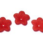 Margele din acril, frosted, floare, 18x5 mm, rosii