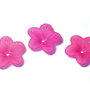 Margele din acril, frosted, floare, 18x5 mm, siclam
