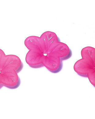 Margele din acril, frosted, floare, 18x5 mm, siclam