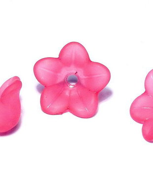 Margele din acril, frosted, floare, 12x6 mm