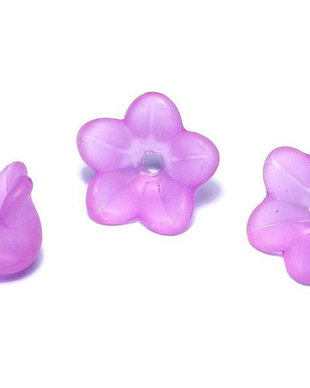 Margele din acril, frosted, floare, 12x6 mm, mov