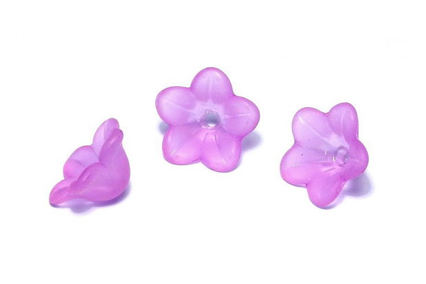 Margele din acril, frosted, floare, 12x6 mm, mov