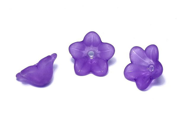 Margele din acril, frosted, floare, 12x6 mm, mov