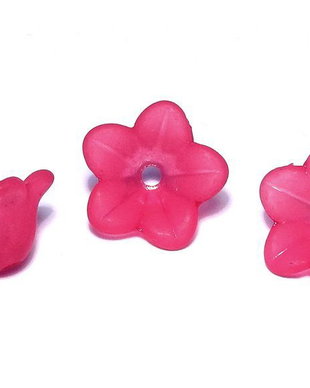 Margele din acril, frosted, floare, 12x6 mm, siclam