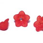 Margele din acril, frosted, floare, 12x6 mm, rosii
