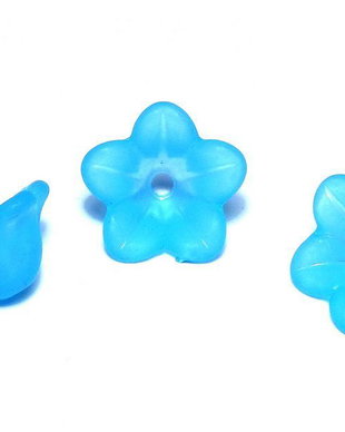 Margele din acril, frosted, floare, 12x6 mm, turcoaz