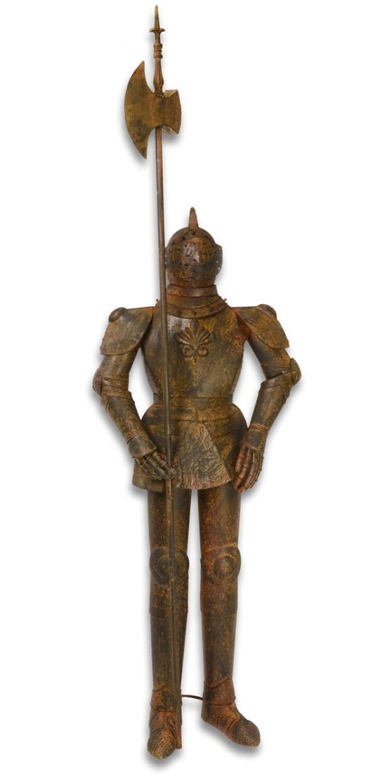 Armura mare antichizata de cavaler medieval cu lance
