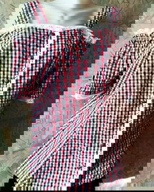 bluza romantica cu carouri si dantela marimea 48