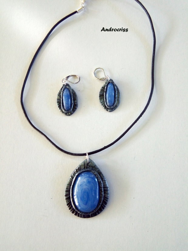 Blue stones,set bijuterii din lut polimeric