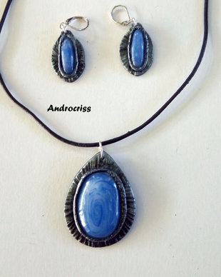 Blue stones,set bijuterii din lut polimeric