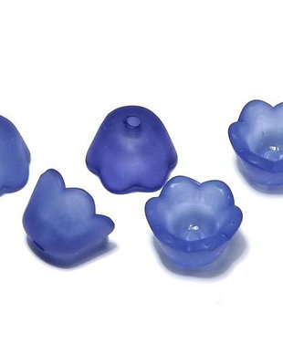 Margele din acril, frosted, floare, 10x6 mm, albastru inchis