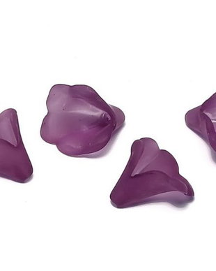 Margele din acril, frosted, floare, 10x10 mm, mov inchis