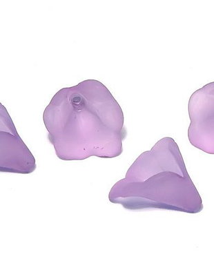 Margele din acril, frosted, floare, 10x10 mm, mov