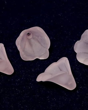 Margele din acril, frosted, floare, 10x10 mm, roz