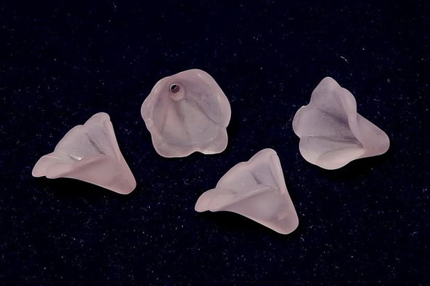 Margele din acril, frosted, floare, 10x10 mm, roz