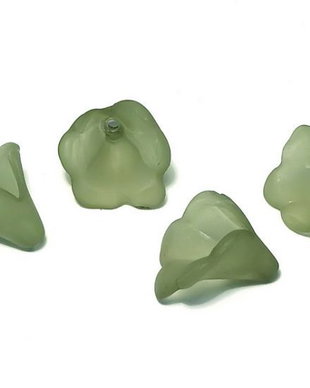 Margele din acril, frosted, floare, 10x10 mm, verzi
