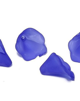 Margele din acril, frosted, floare, 10x10 mm, albastre