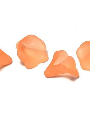 Margele din acril, frosted, floare, 10x10 mm, portocalii