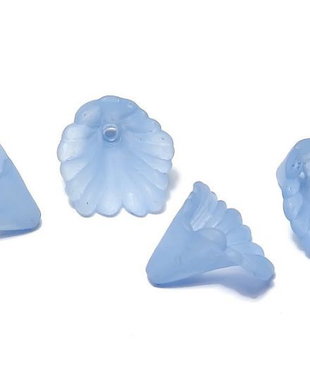 Margele din acril, frosted, floare, 12x12 mm, bleu