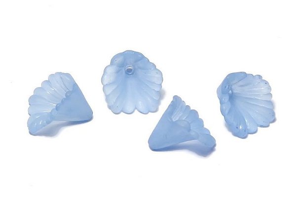 Margele din acril, frosted, floare, 12x12 mm, bleu