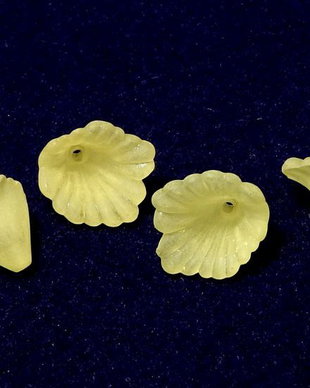 Margele din acril, frosted, floare, 12x12 mm, galbene