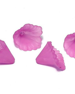 Margele din acril, frosted, floare, 12x12 mm, mov