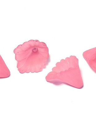 Margele din acril, frosted, floare, 12x12 mm, roz