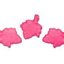 Pandantiv din acril, frosted, frunza, 18x13 mm, siclam