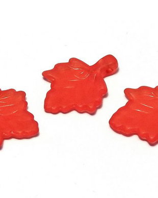 Pandantiv din acril, frosted, frunza, 18x13 mm, rosii