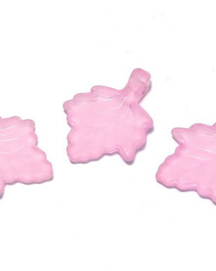 Pandantiv din acril, frosted, frunza, 18x13 mm, mov deschis