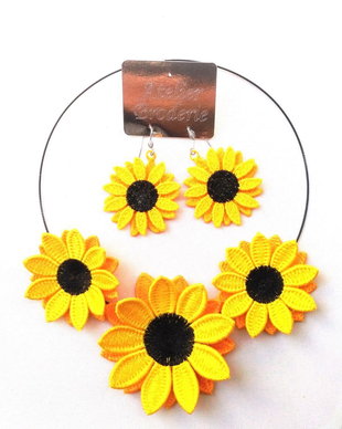 Set cercei si colier floarea soarelui  Sunflower