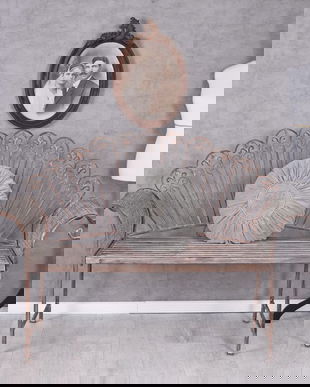 Banca Shabby Chic din fier forjat antik brown