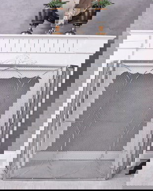 Paravan pentru semineu din fier forjat antik grey