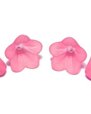 Margele din acril, frosted, floare, 14x10 mm, roz